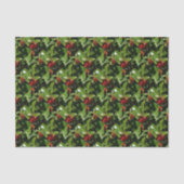 Holly Berry kerstinpakpapier Tissuepapier (Voorkant)