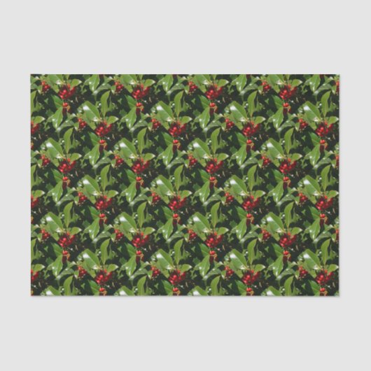 Holly Berry kerstinpakpapier Tissuepapier (Voorkant)