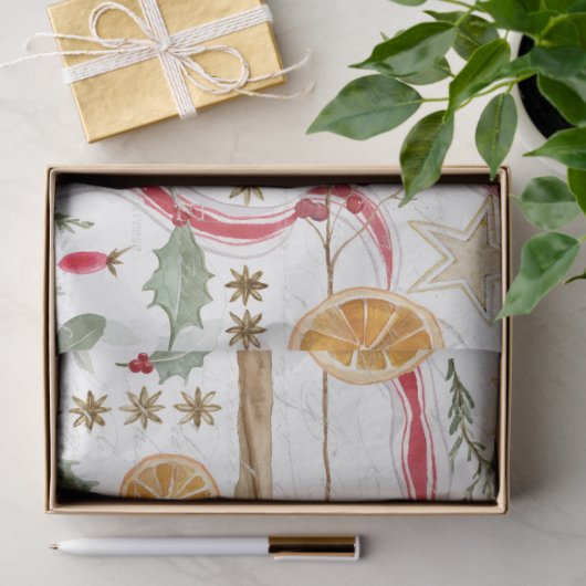 Holly Berry Kerstkaneel Sinaasappels Decoupage Tissuepapier (Geschenk)