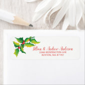 Holly Berry Kerstmis Adreslabel Etiket (Insitu)