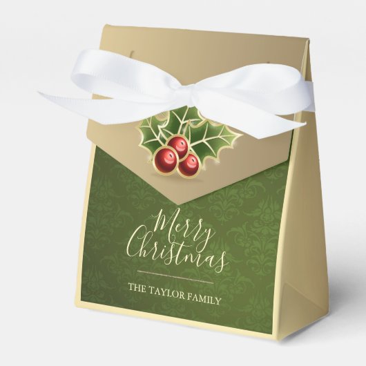 Holly Berry Kerstmis - Gepersonaliseerde Groene Da Bedankdoosjes (Voorkant Zijde)