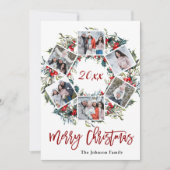 Holly Berry Kerstmis met 6 PHOTO Greeting Feestdagenkaart (Voorkant)