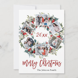 Holly Berry Kerstmis met 6 PHOTO Greeting Feestdagenkaart