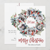 Holly Berry Kerstmis met 6 PHOTO Greeting Feestdagenkaart (Voorkant / Achterkant)