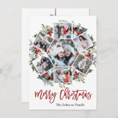 Holly Berry Kerstmis met 7 PHOTO Greeting Feestdagenkaart (Voorkant / Achterkant)