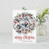 Holly Berry Kerstmis met 7 PHOTO Greeting Feestdagenkaart (Staand voorkant)
