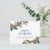 Holly Berry Kerstmis Mistletoe Corporate Greeting Briefkaart (Staand voorkant)