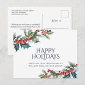 Holly Berry Kerstmis Mistletoe Corporate Greeting Briefkaart (Voorkant / Achterkant)