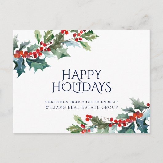 Holly Berry Kerstmis Mistletoe Corporate Greeting Briefkaart (Voorkant)