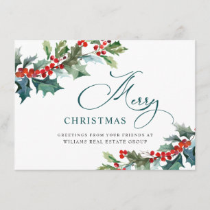 Holly Berry Kerstmis Mistletoe Corporate Greeting Feestdagenkaart