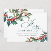 Holly Berry Kerstmis Mistletoe Corporate Greeting Feestdagenkaart (Voorkant / Achterkant)