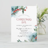 Holly Berry Kerstmis Mistletoe Holiday EVE Kaart (Staand voorkant)