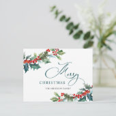 Holly Berry Kerstmis Mistletoe Holiday Greeting Briefkaart (Staand voorkant)