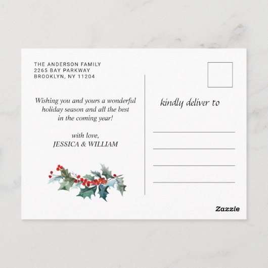 Holly Berry Kerstmis Mistletoe Holiday Greeting Briefkaart (Achterkant)