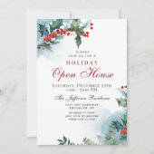 Holly Berry Kerstmis Mistletoe Holiday OPEN HUUSE Kaart (Voorkant)