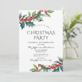 Holly Berry Kerstmis Mistletoe Holiday Partij Kaart (Staand voorkant)