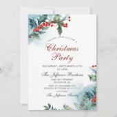 Holly Berry Kerstmis Mistletoe Holiday Partij Kaart (Voorkant)