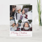 Holly Berry Kerstmis Moderne Drie Foto Feestdagen Kaart (Voorkant)