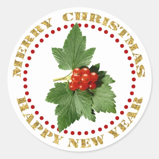 Holly Berry Kerstmis Nieuwjaar Ronde Sticker (Voorkant)