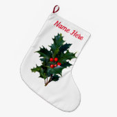 Holly Berry Kerstmis Stocking Grote Kerstsok (Voorkant (Hangend))