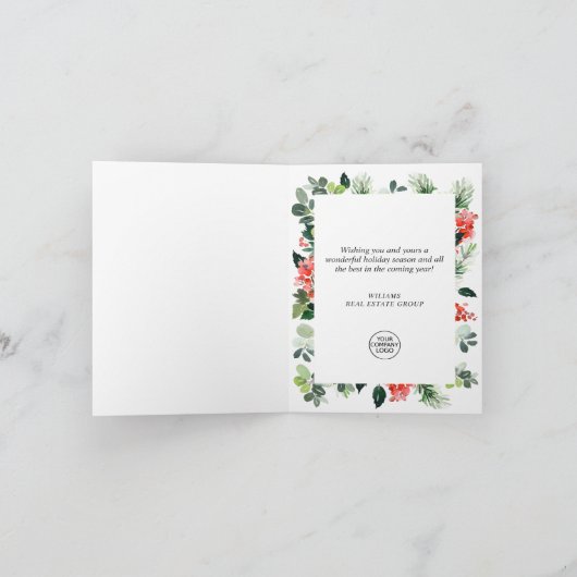 Holly Berry Kerstmis Tree Corporate Greeting Feestdagen Kaart (Binnen)