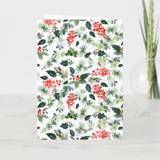 Holly Berry Kerstmis Tree Corporate Greeting Feestdagen Kaart (Achterkant)
