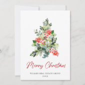 Holly Berry Kerstmis Tree Corporate Greeting Feestdagenkaart (Voorkant)