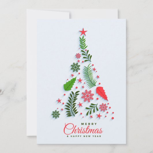 Holly Berry Kerstmis Tree Corporate Greeting Feestdagenkaart (Voorkant)