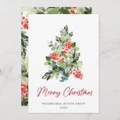 Holly Berry Kerstmis Tree Corporate Greeting Feestdagenkaart (Voorkant / Achterkant)