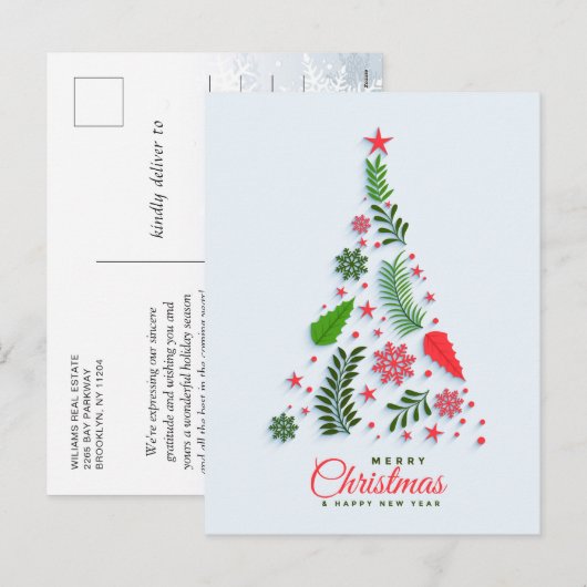 Holly Berry Kerstmis Tree Corporate Greeting Feestdagenkaart (Voorkant / Achterkant)