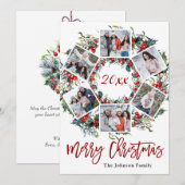 Holly Berry Kerstmis Wreath PHOTO Wenskaart Kaart (Voorkant / Achterkant)