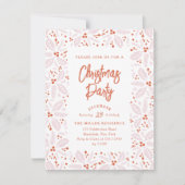  Holly Berry kerstparty roze en rood Kaart (Voorkant)