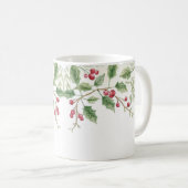 Holly Berry Kerstvakantie | Aangepaste scriptnaam Koffiemok (Voorkant rechts)
