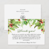 Holly Berry Kerstvakantie Zakelijk  Bedankkaart (Voorkant / Achterkant)