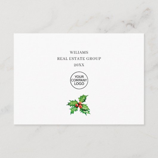 Holly Berry Kerstvakantie Zakelijk Bedankkaart (Achterkant)