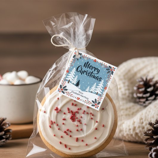 Holly & Berry Krans Blauw Snowy Forest Kerstmis Bedankjes Labels