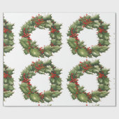 Holly Berry krans inpakpapier (Vlak)