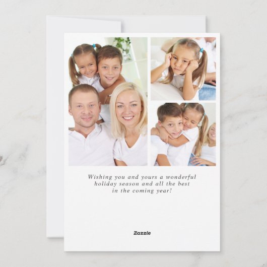 Holly Berry Krans Kerst Groet 3 Foto Feestdagenkaart (Achterkant)