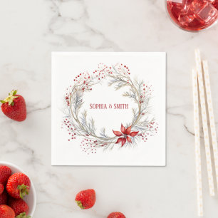 Holly Berry Krans Kerstbruiloft Servet