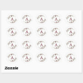 Holly Berry Krans Monogram Letter Ronde Sticker (Vel)