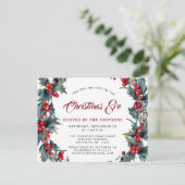 Holly Berry krans Waterverf Kerstavond Feest Briefkaart (Staand voorkant)