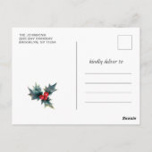 Holly Berry krans Waterverf Kerstavond Feest Briefkaart (Achterkant)