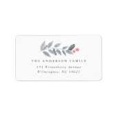 Holly Berry Leaf Branch Garland Holiday Kerstmis Etiket (Voorkant)