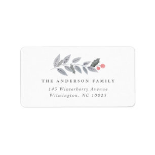 Holly Berry Leaf Branch Garland Holiday Kerstmis Etiket