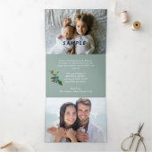 Holly Berry Lijst 4 Foto Trifold Christmas Kaart (Binnen)