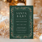 Holly Berry Lijst Santa Baby shower Forest Green Kaart