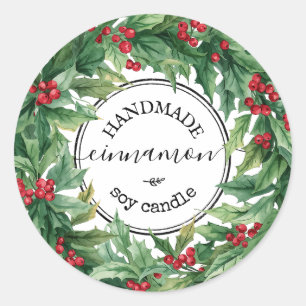 Holly Berry maretak Script Productlabel Ronde Sticker