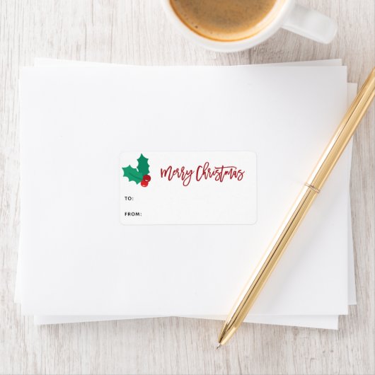 Holly Berry Merry-kerstcadeaulabel Etiket (Insitu)