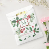 Holly Berry Merry kerstmonogram Bedankzakje (Gezegeld)