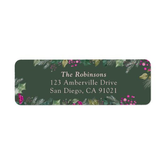 Holly Berry Mistletoe Christmas Adresetiketten Etiket (Voorkant)
